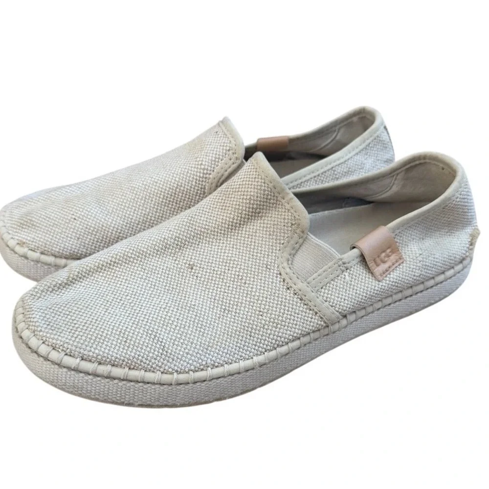 UGG‎ Women's Canvas Slip-On Espadrille Shoes Cream Size 8